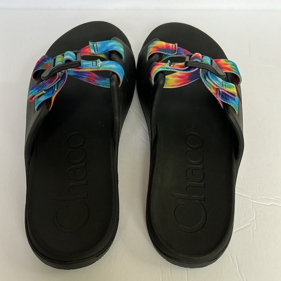 Chaco Chillos Slide Sandals Tye dye Rainbow colored- kids size 5 - Picture 3 of 5